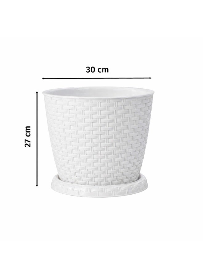 Marcolo 30 cm Rattan-Style Plastic Flower Pot, Elegant Plant Pot for Indoor & Outdoor Use, Durable & Lightweight Design - Image 4